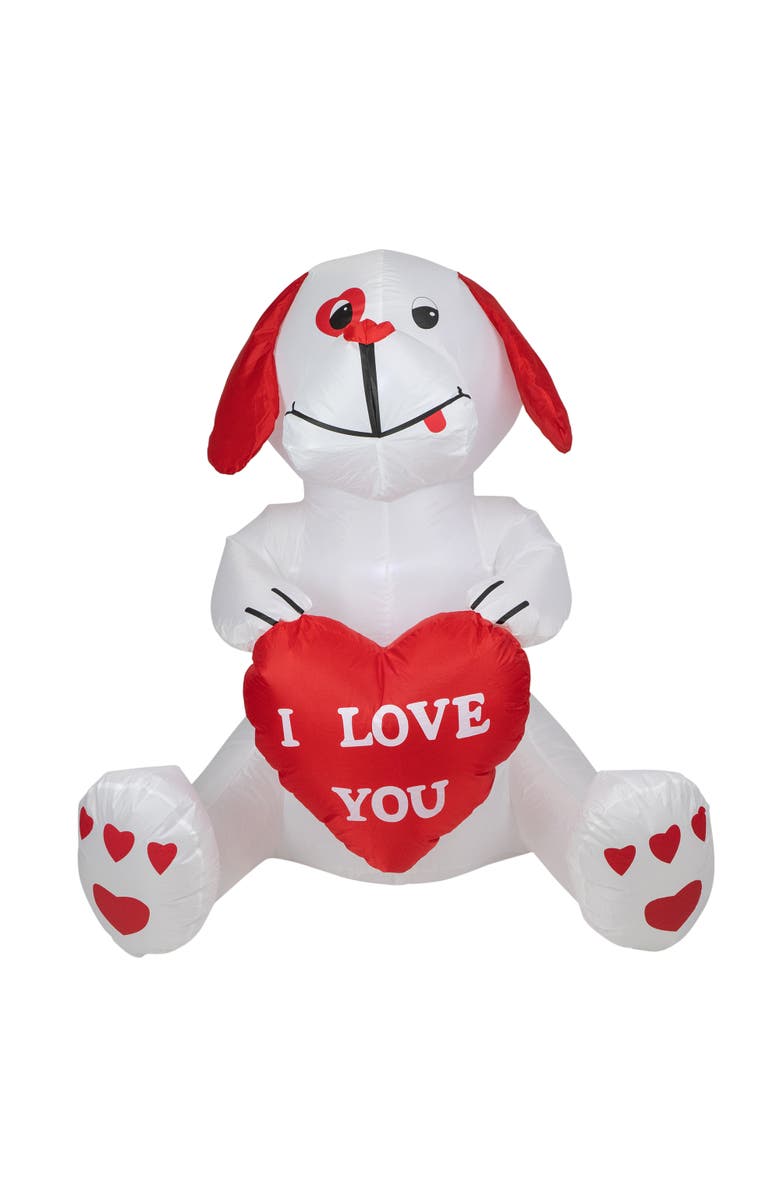 Northlight LED Lighted Inflatable Valentine's Day Doggie Outdoor Decoration - 4', Main, color, Red