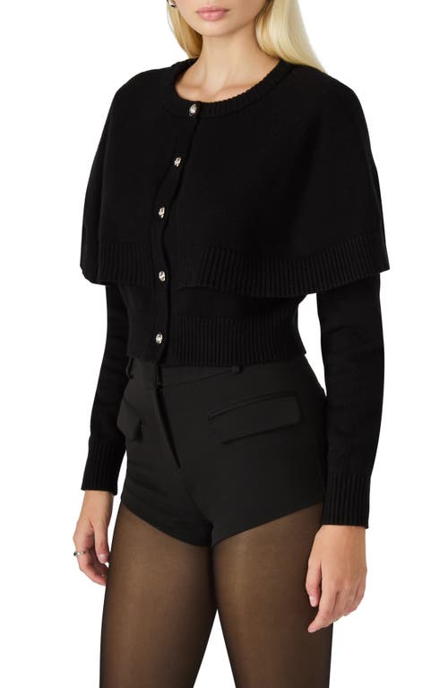Steve Madden Gissele Cape Detail Cardigan In Black