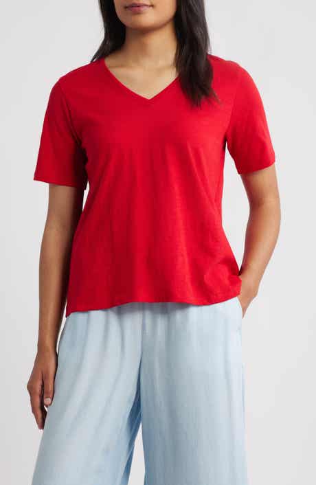 Eileen Fisher Easy V-Neck Organic Cotton T-Shirt