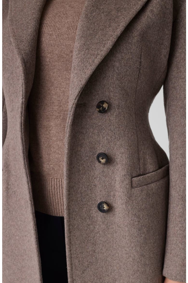 Angela Padded Shoulder Long Coat, Alternate, color, HM05-BEIGE