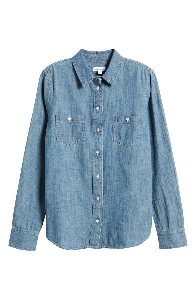Nordstrom Cotton Chambray Button-Up Shirt, Alternate, color,
