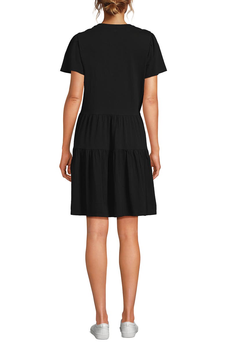 Lands' End Cotton Jersey Tiered Mini Dress, Alternate, color, Black