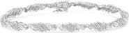 Haus of Brilliance Silver 1-1/2 Cttw Round and Baguette Cut Diamond Wave Link Bracelet
