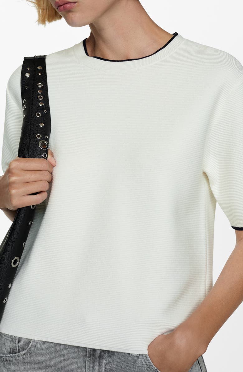 MANGO Short Sleeve Rib Sweater, Main, color, 
