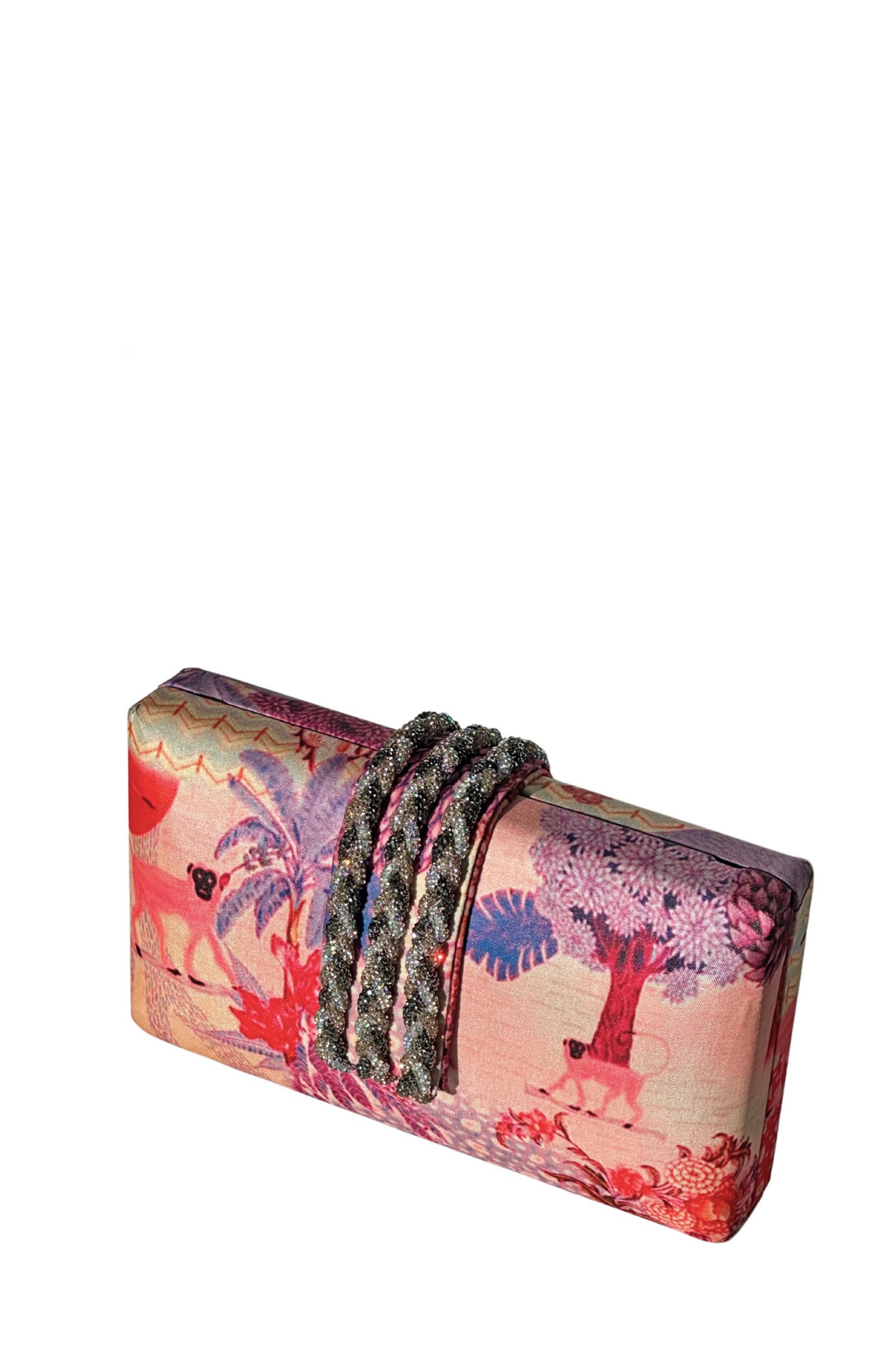 Simitri Printed Braid CLutch, Alternate, color, Faerie Pink