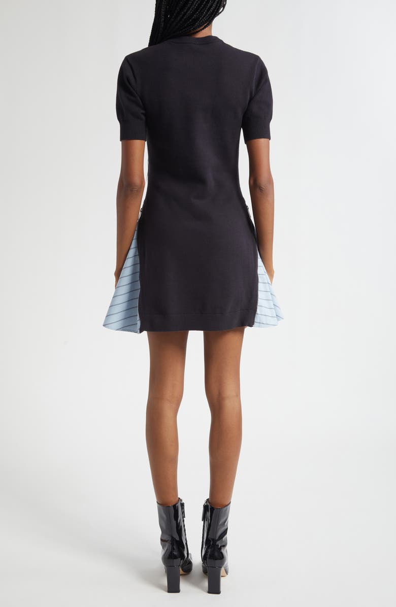 3.1 Phillip Lim Mixed Media Cotton Blend Minidress, Alternate, color, Black-Oxford Blue Multi