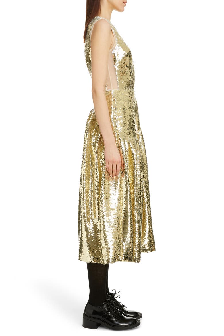Sequin Midi Dress, Alternate, color, GOLD