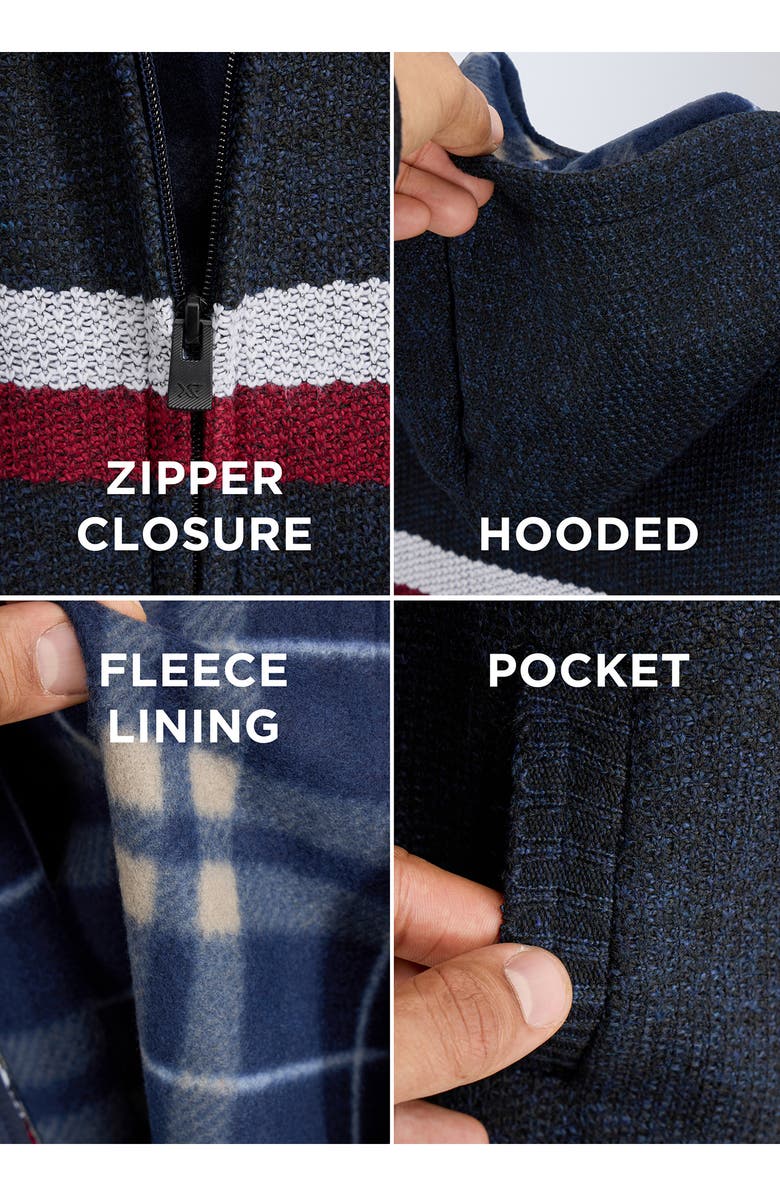 XRAY Kids' Stripe Full Zip Hoodie, Alternate, color, Navy/White