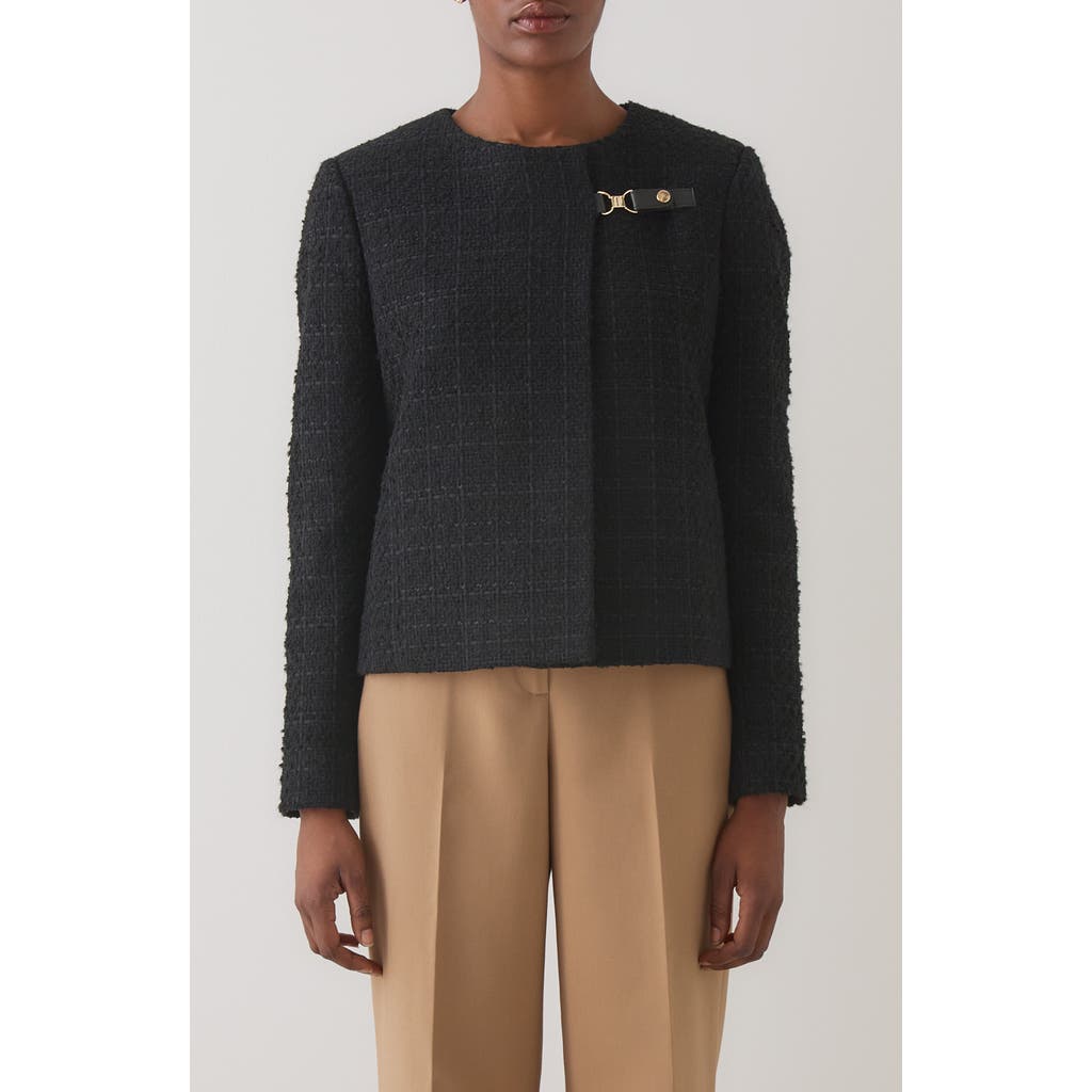 Lk Bennett Pip Tweed Jacket In Black