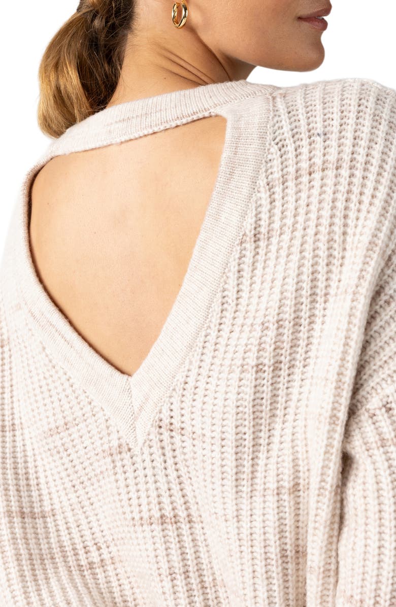 Sanctuary Cozy Stripe V-Back Sweater, Alternate, color, 