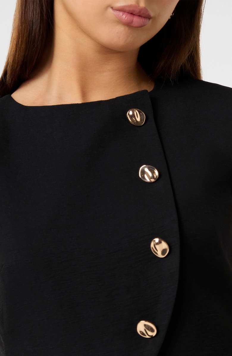 Ever New Julieta Asymmetric Button Sleeveless Minidress, Alternate, color, Black