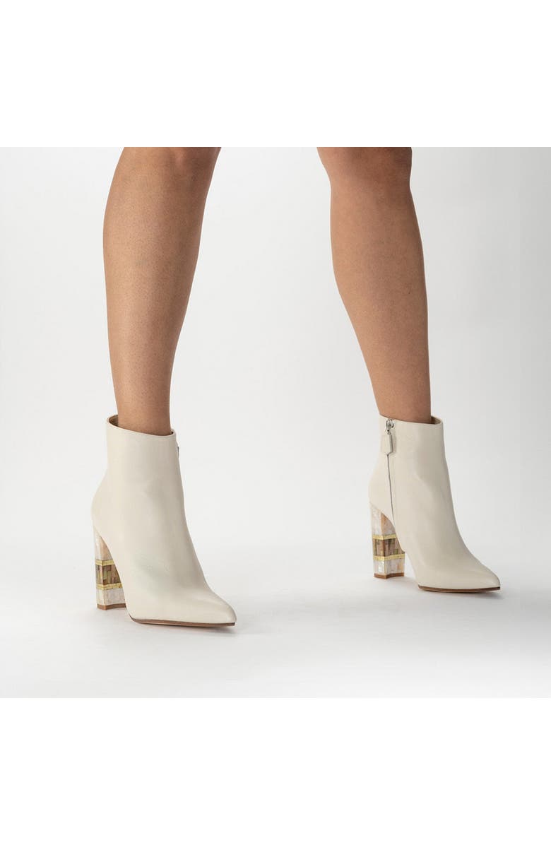 Freya Rose Jasmine White Pearl Heel Ankle Boot, Alternate, color, White