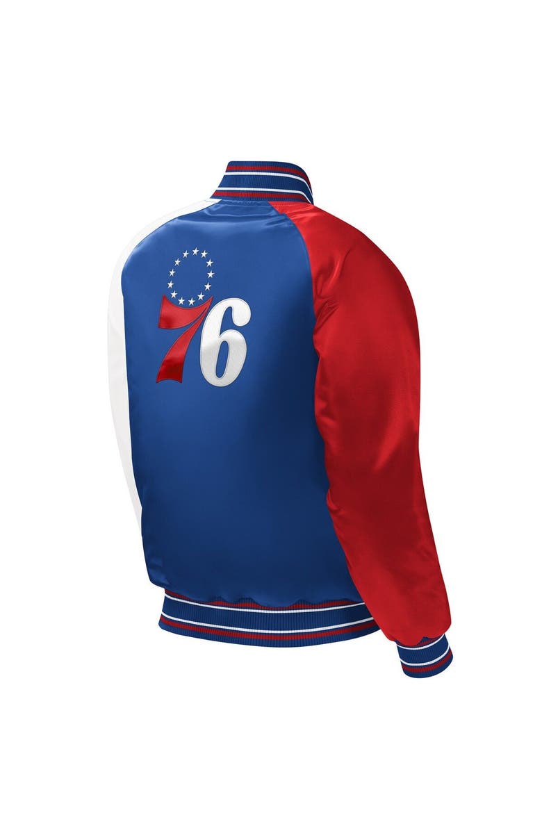 STARTER Youth Starter Royal Philadelphia 76ers Raglan Full-Snap Varsity Jacket, Alternate, color, Royal