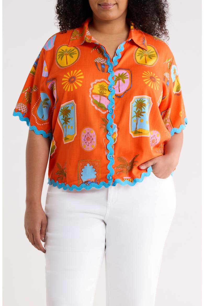 Maury Postcard Shirt, Main, color, RED-PINK-MULTI
