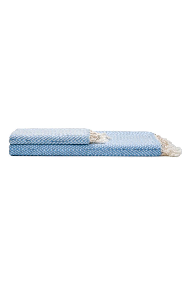 Herringbone Turkish Cotton Bath and Hand Towel - Set, Main, color, Sky Blue