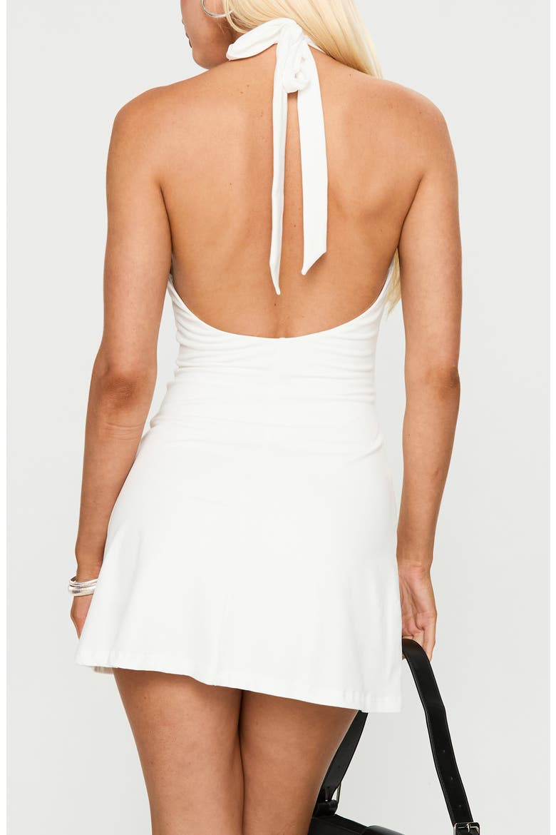 Hollywood Hills Plunge Neck Halter Minidress, Alternate, color, WHITE