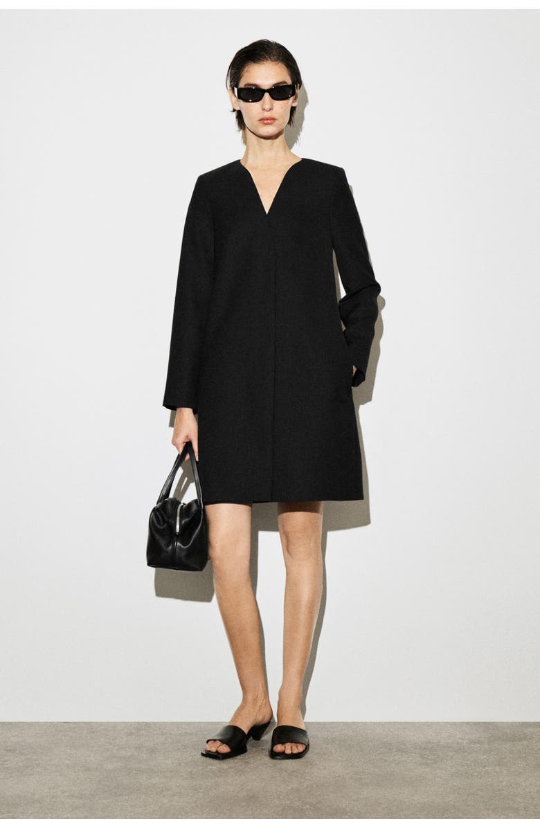 COS Tailored Wool-Blend Mini Dress, Alternate, color, Black