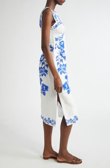 Floral Cascade Linen Dress