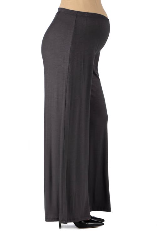 24seven Comfort Apparel Womens Comfortable Solid Color Maternity Palazzo Pants In Gray
