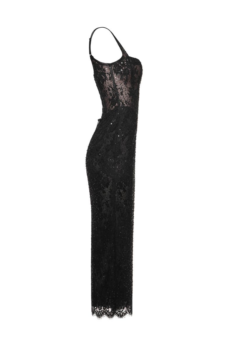 Milla Sequinned Lace Maxi Dress, Alternate, color, Black