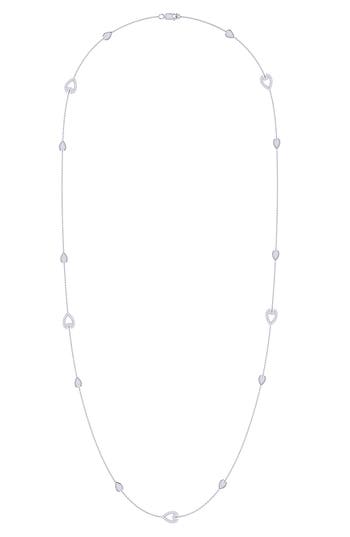Luvmyjewelry Avani Open Raindrop Diamond Station Necklace In Metallic