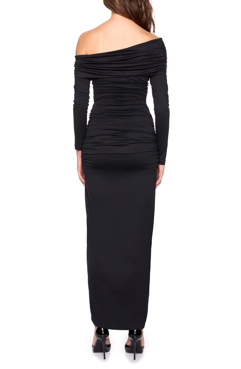 Susana Monaco Ruched One-Shoulder Long Sleeve Maxi Dress, Alternate, color, 