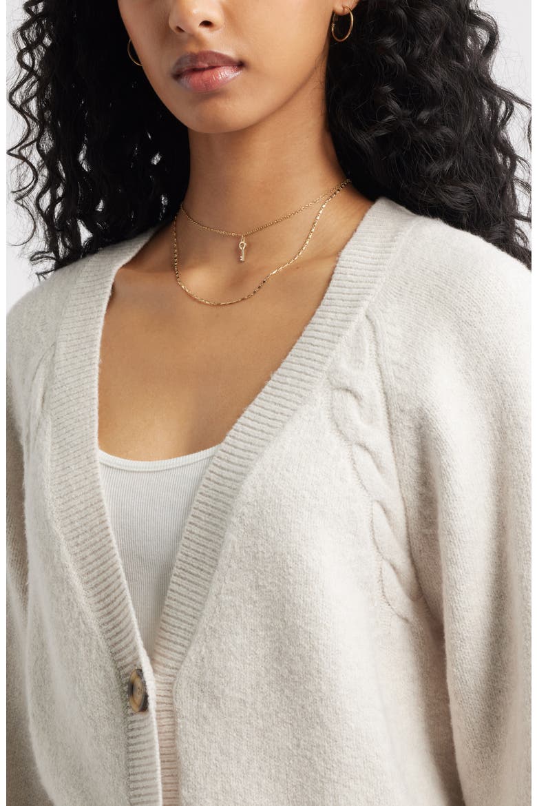 Relaxed Everyday Cardigan, Alternate, color, BEIGE OATMEAL LIGHT HEATHER