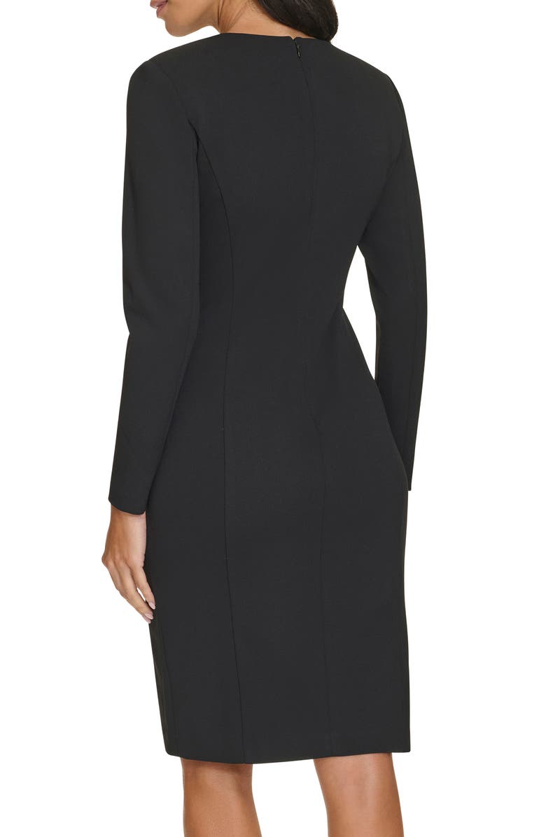 Calvin Klein Embellished Shoulder Long Sleeve Sheath Dress, Alternate, color, Black