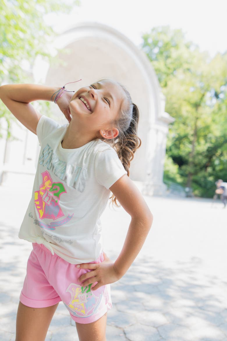 T-Shirt and French Terry Shorts Set, Alternate, color, Ivory and Pink