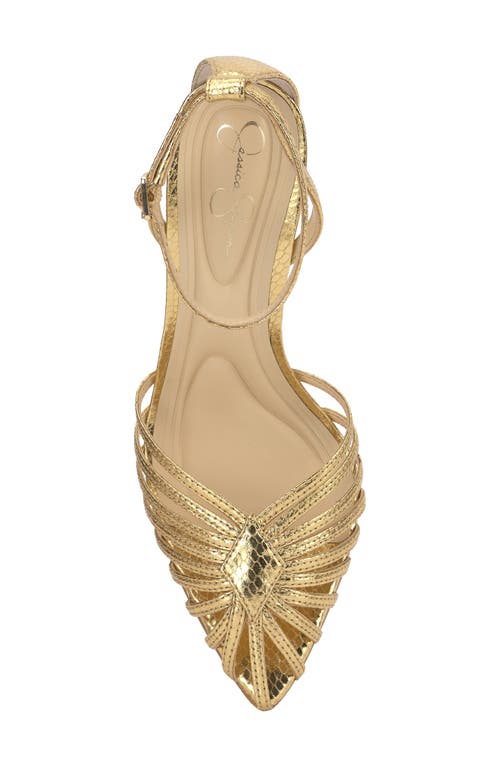 Jessica Simpson Paveri Ankle Strap Pointed Toe Pump In Gold