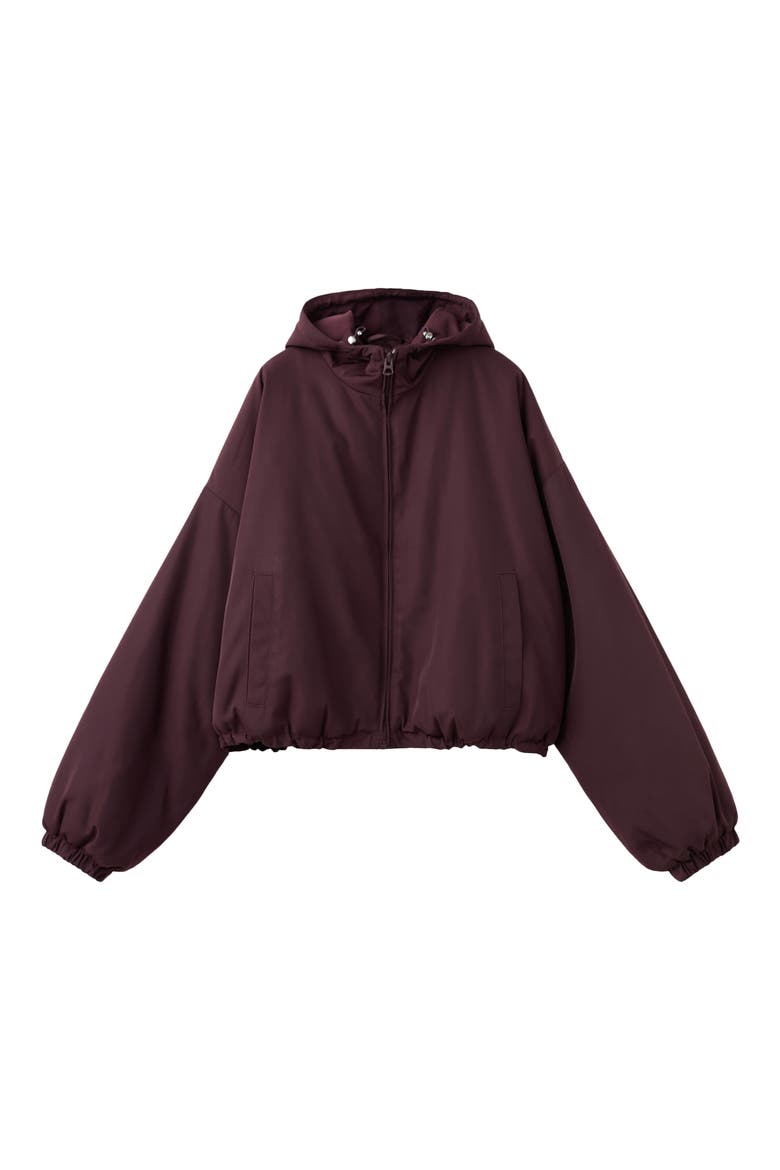 Oversize Hooded Crop Zip Jacket, Alternate, color, MAROON