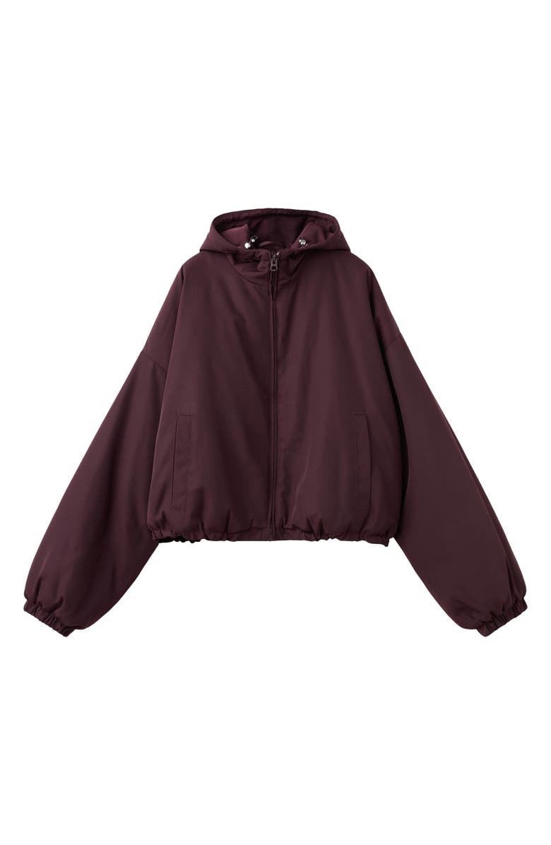 MANGO Oversize Hooded Crop Zip Jacket, Alternate, color, Maroon
