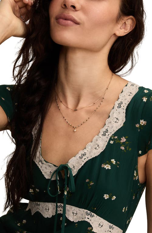 Lucky Brand Lace Trim Flutter Sleeve Midi Dress In Green