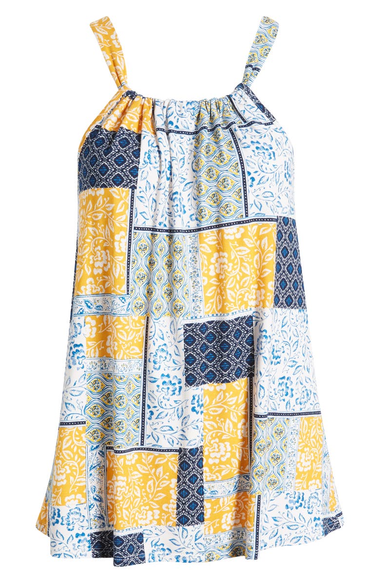 Loveappella Print Tank, Alternate, color, Navy/ Sunflower