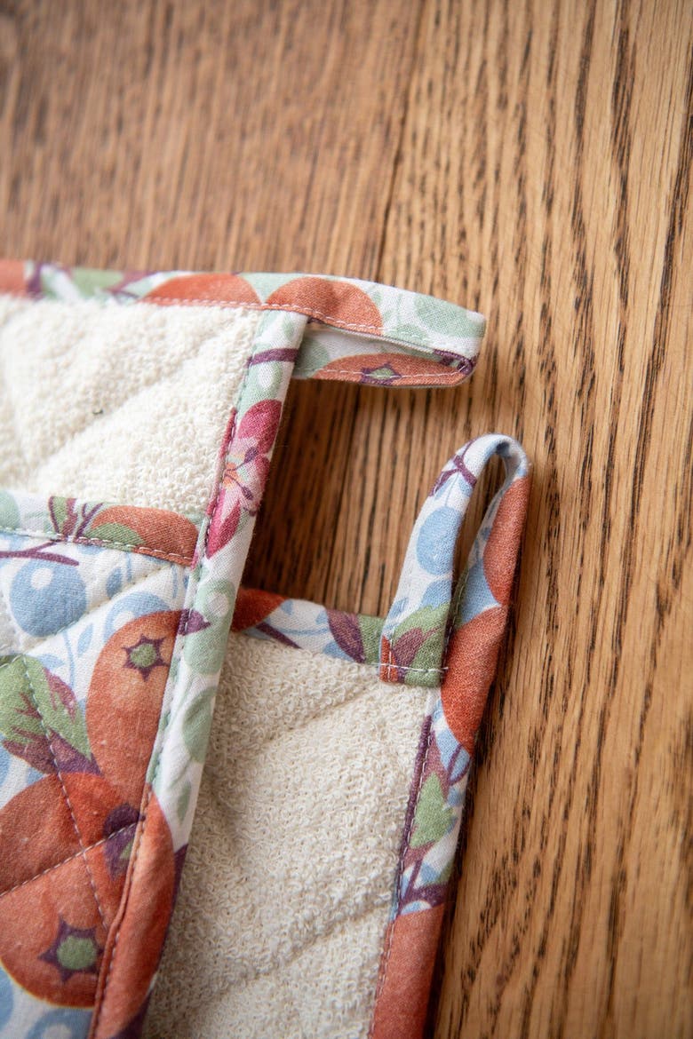Orange Blossom Terry Potholders, Set of 2, Alternate, color, Orange