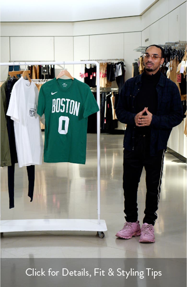 Men's Nike Jayson Tatum Kelly Green Boston Celtics Icon 2022/23 Name & Number T-Shirt, sales video thumbnail