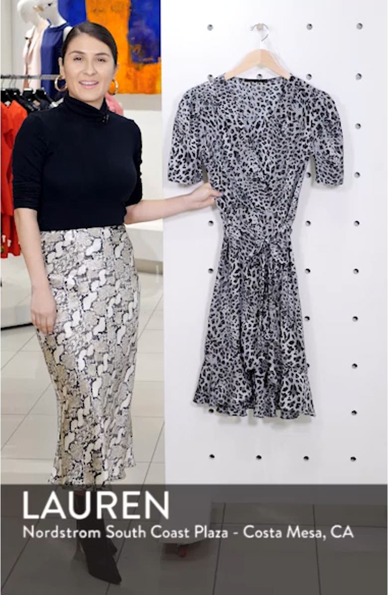 Linda Animal Print Faux Wrap Dress, sales video thumbnail