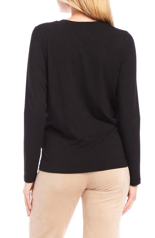 Karen Kane Twist Front Long Sleeve Top In Black