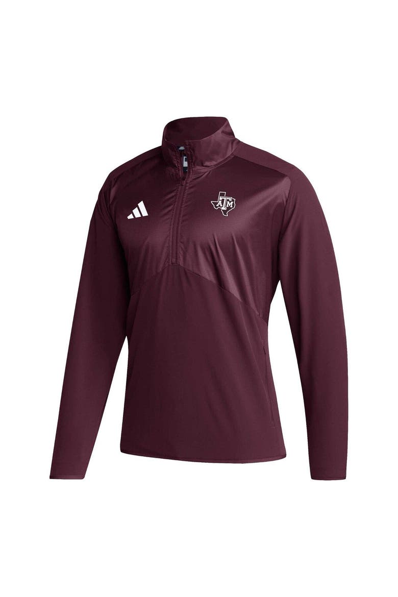 Men's adidas Maroon Texas A&M Aggies Sideline AEROREADY Raglan Sleeve Quarter-Zip Jacket, Alternate, color, Maroon