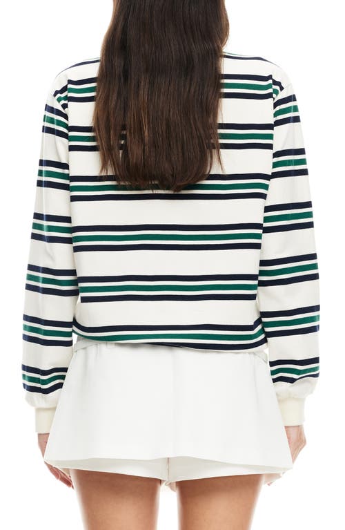 LIONESS LIONESS LEISURE STRIPE LONG SLEEVE COTTON POLO SHIRT 