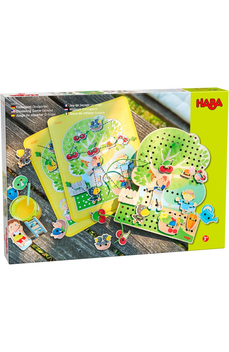 HABA Orchard Threading Game for Kids Ages 3-5, Lacing Tiles for Fine Motor Skills Development, Montessori Learning Toy for Preschoolers, Alternate, color, Multi