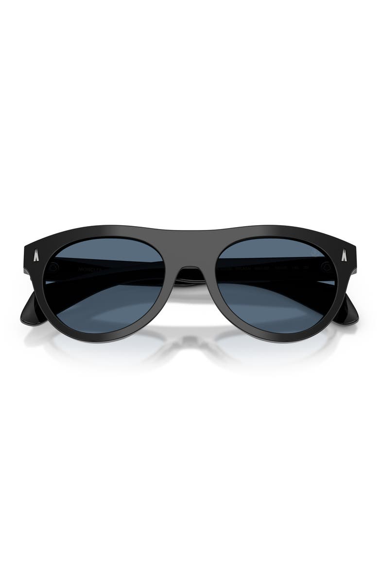 53mm Splash Oval Sunglasses, Alternate, color, SHINY BLACK / DARK BLUE