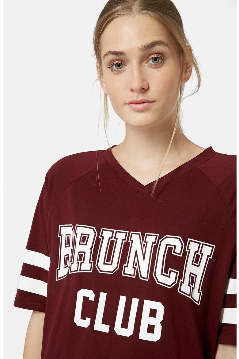 Brunch Club Long Tee, Alternate, color, RED