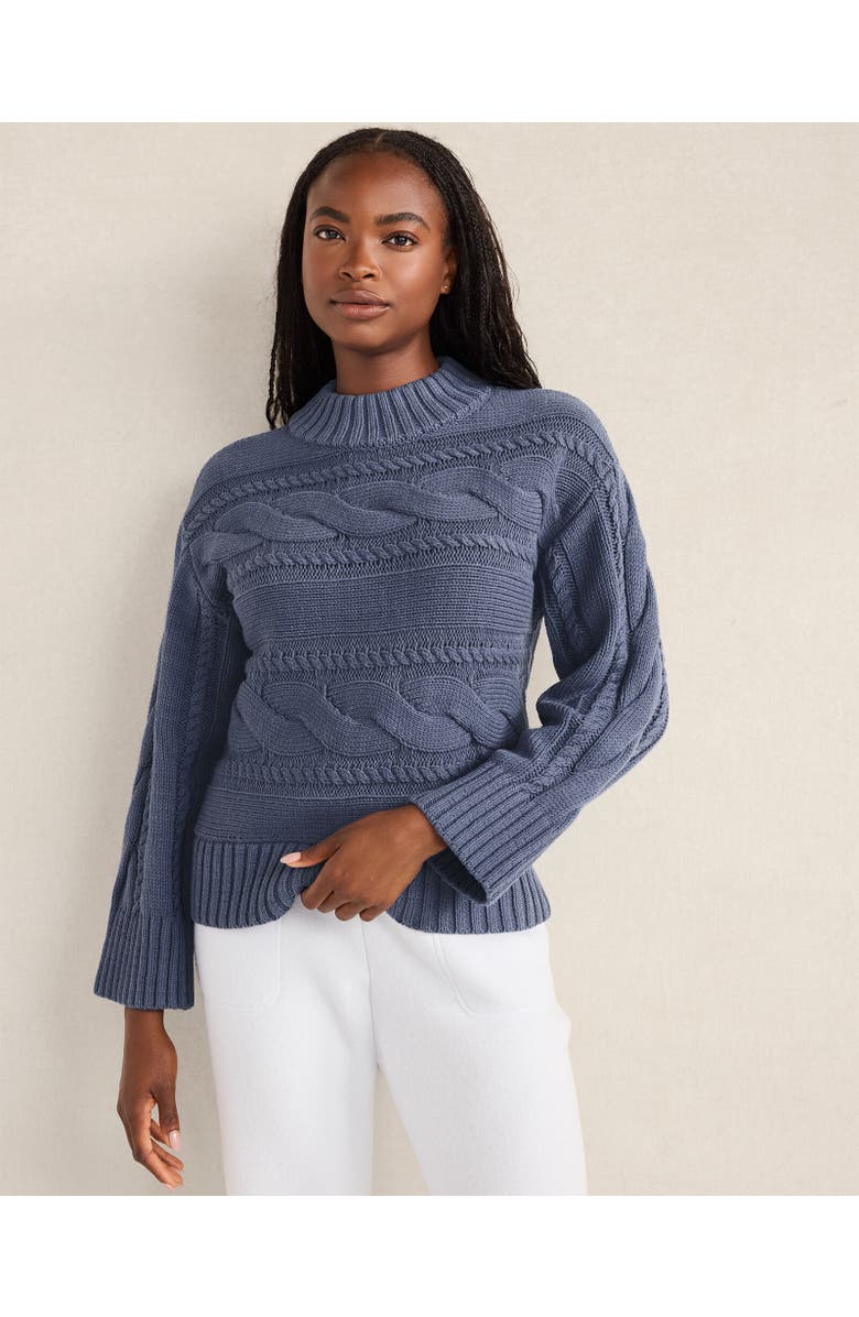 Haven Well Within Cotton Blend Horizontal Cable Sweater, Main, color, North Sea