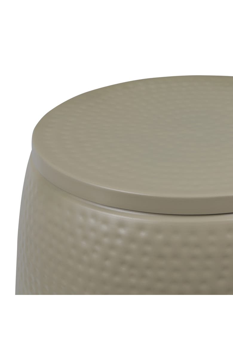 HAPPIMESS Merida Modern Rustic 2-Piece Hammered Metal Drum Storage Side Tables with Lids, Alternate, color, Almond