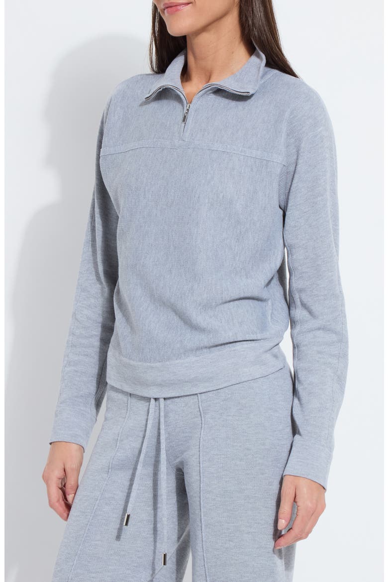 Viola Knit Half Zip Lounge Sweatshirt, Alternate, color, GREY MELANGE