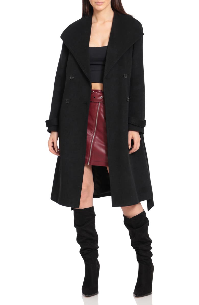 Avec Les Filles Double Breasted Tie Waist Coat, Alternate, color, 