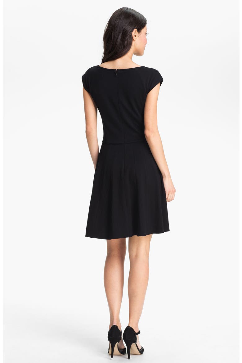 Pleated Fit & Flare Dress, Alternate, color, BLACK