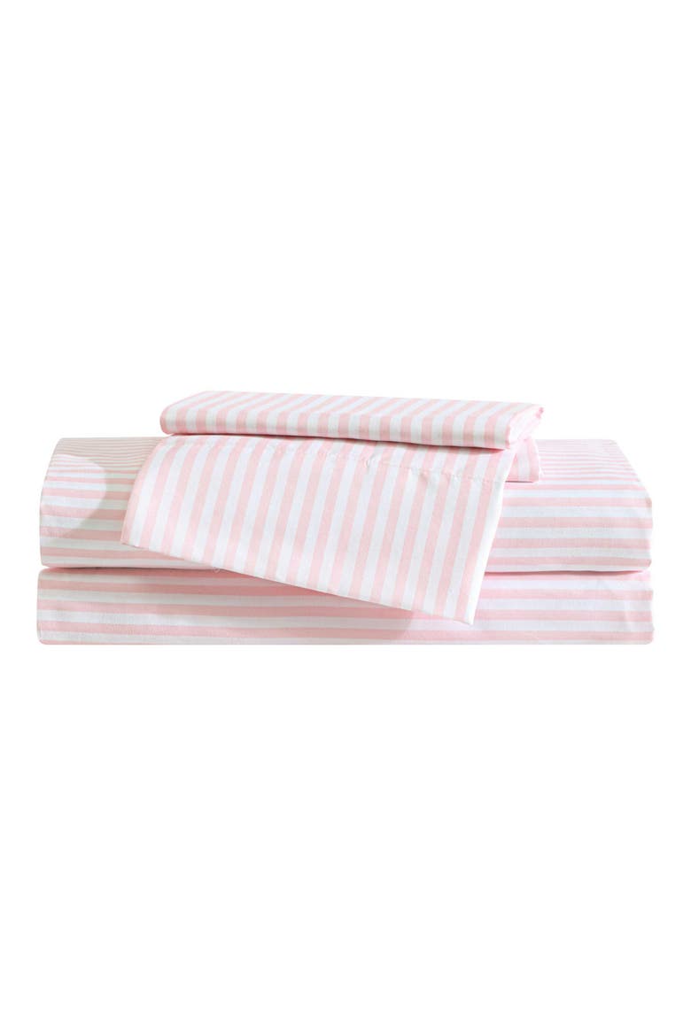 Little Stripe Microfiber Sheet Set, Main, color, LIGHT PINK/ WHITE