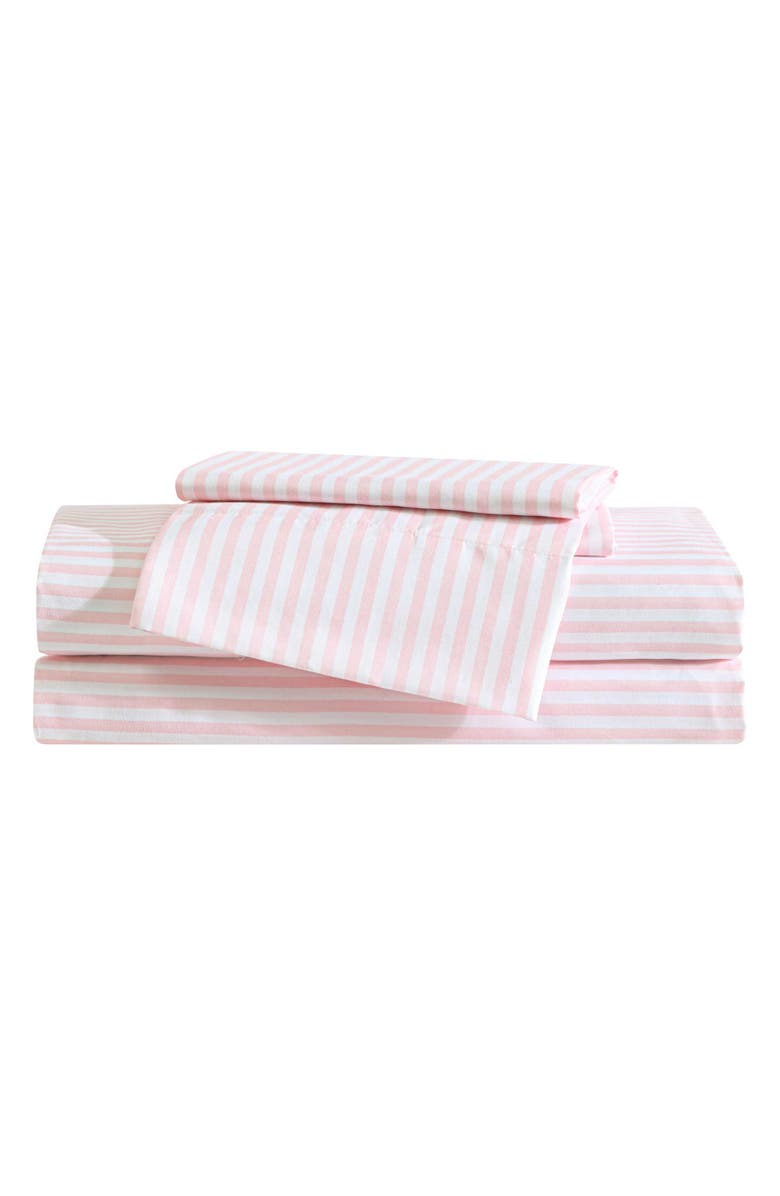 Eddie Bauer Little Stripe Microfiber Sheet Set, Main, color, Light Pink/ White